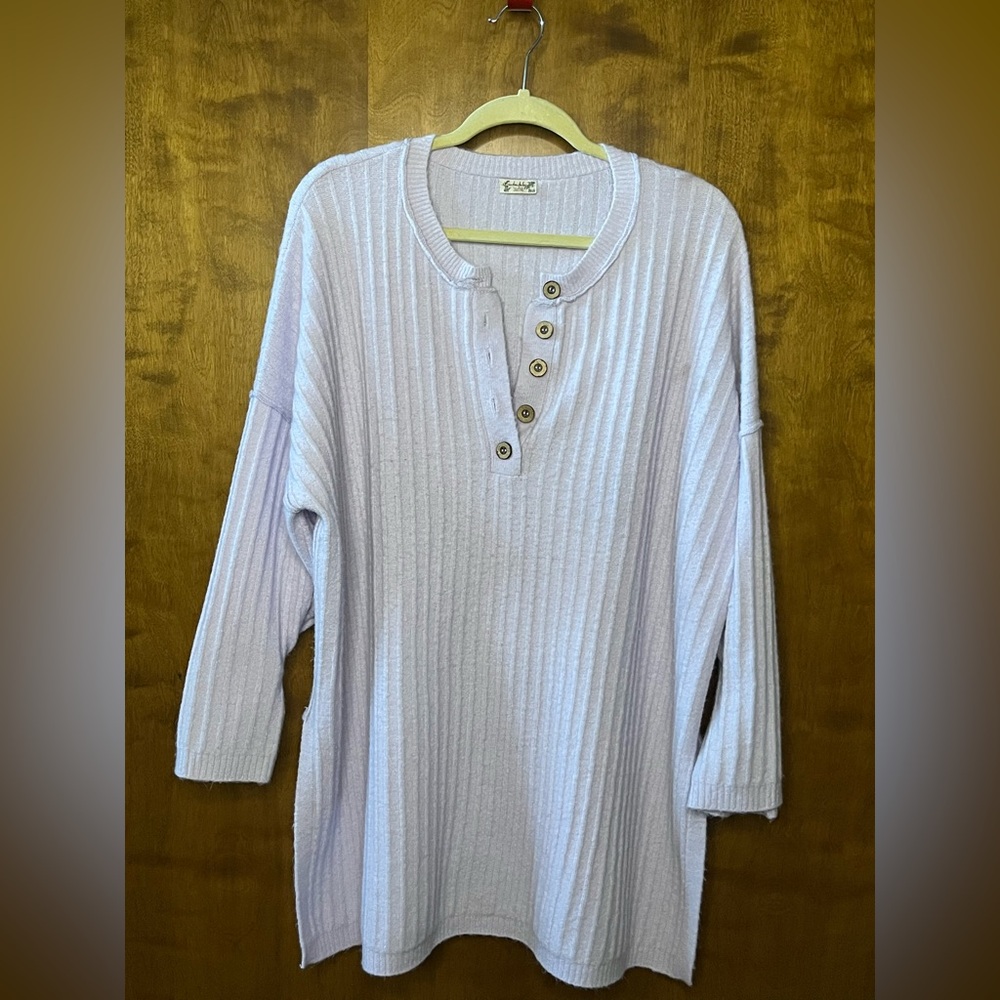 Free People Ribbed Knit Sweater in Soft Lavender